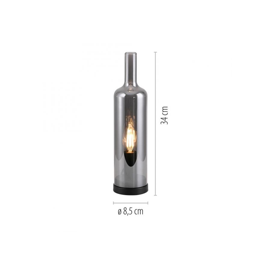 JUST LIGHT. 14006-25 - Επιτραπέζιο φωτιστικό BOTTLE 1xE14/25W/230V μαύρο/καπνιστό