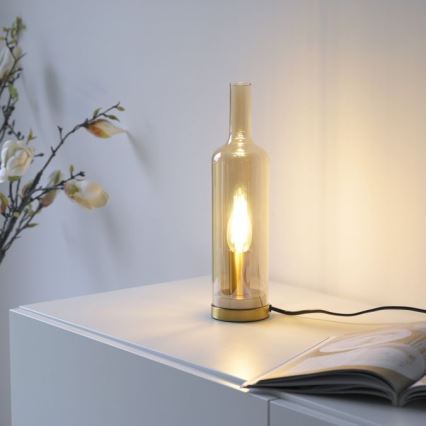 JUST LIGHT. 14006-27 - Επιτραπέζιο φωτιστικό BOTTLE 1xE14/25W/230V μπεζ/καπνιστό