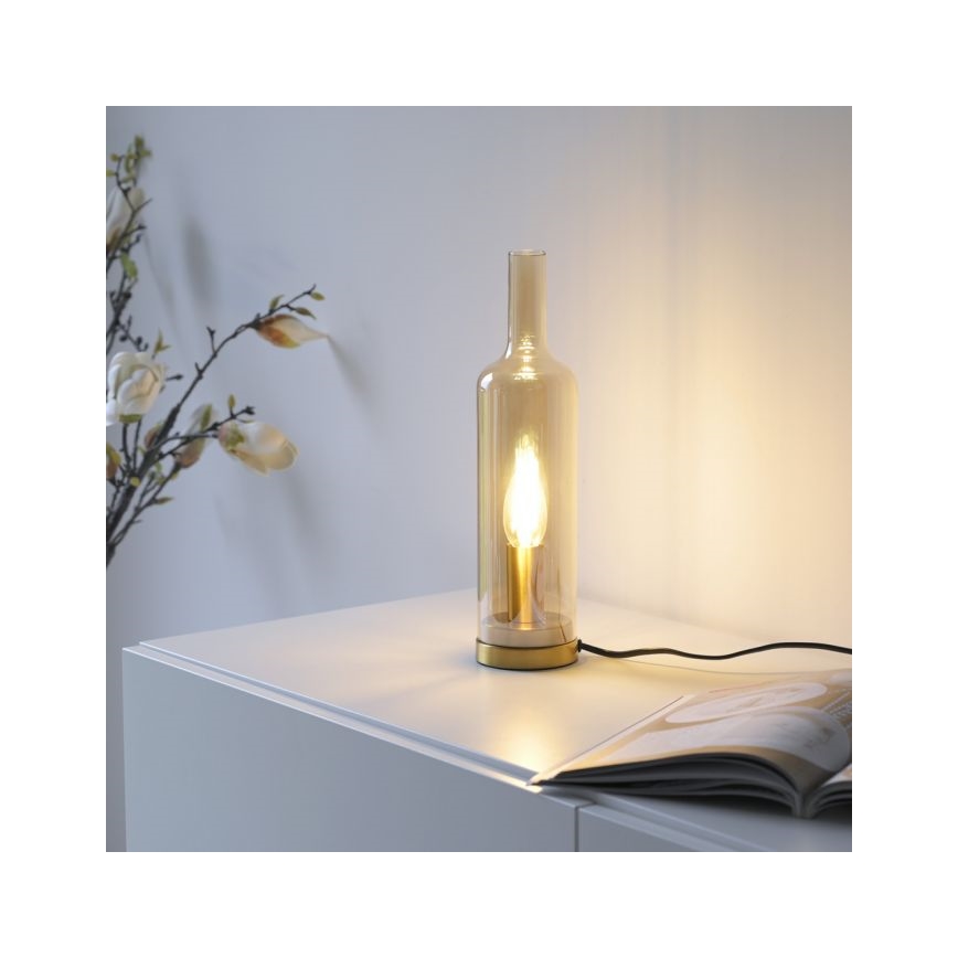 JUST LIGHT. 14006-27 - Επιτραπέζιο φωτιστικό BOTTLE 1xE14/25W/230V μπεζ/καπνιστό