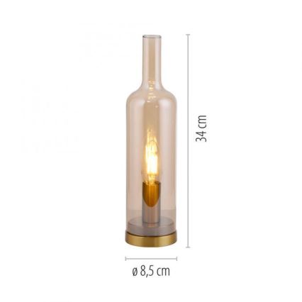 JUST LIGHT. 14006-27 - Επιτραπέζιο φωτιστικό BOTTLE 1xE14/25W/230V μπεζ/καπνιστό