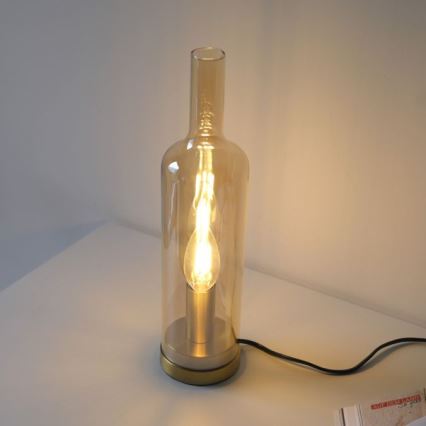 JUST LIGHT. 14006-27 - Επιτραπέζιο φωτιστικό BOTTLE 1xE14/25W/230V μπεζ/καπνιστό
