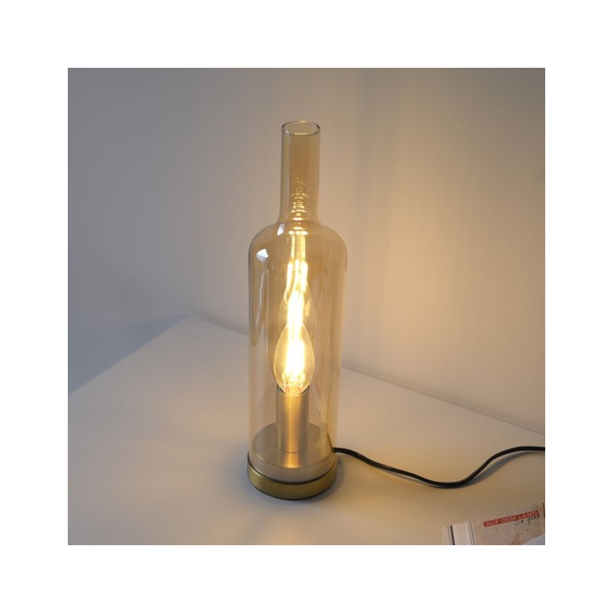 JUST LIGHT. 14006-27 - Επιτραπέζιο φωτιστικό BOTTLE 1xE14/25W/230V μπεζ/καπνιστό