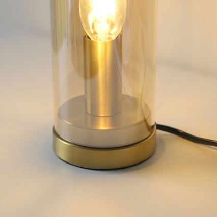 JUST LIGHT. 14006-27 - Επιτραπέζιο φωτιστικό BOTTLE 1xE14/25W/230V μπεζ/καπνιστό