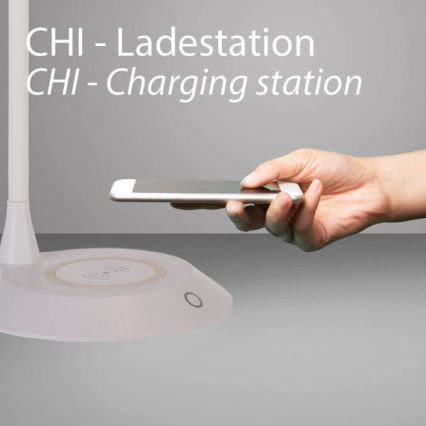 JUST LIGHT. 14414-16 - Ρυθμιζόμενη LED εύκαμπτη επιτραπέζια λάμπα αφής με ασύρματη φόρτιση PUCKI LED/4,5W/230V λευκή