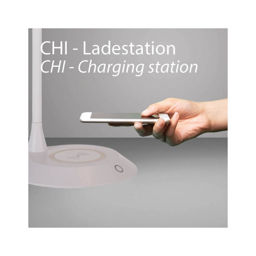 JUST LIGHT. 14414-16 - Ρυθμιζόμενη LED εύκαμπτη επιτραπέζια λάμπα αφής με ασύρματη φόρτιση PUCKI LED/4,5W/230V λευκή