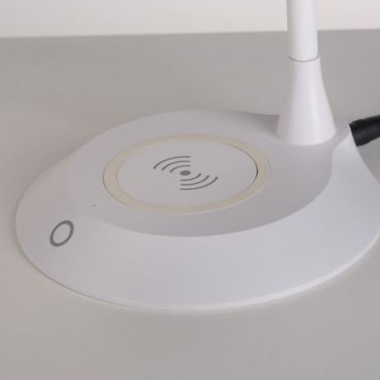 JUST LIGHT. 14414-16 - Ρυθμιζόμενη LED εύκαμπτη επιτραπέζια λάμπα αφής με ασύρματη φόρτιση PUCKI LED/4,5W/230V λευκή