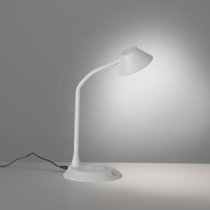 JUST LIGHT. 14414-16 - Ρυθμιζόμενη ευέλικτη επιτραπέζια λάμπα LED με αφής έλεγχο και ασύρματη φόρτιση PUCKI LED/4,5W/230V λευκή