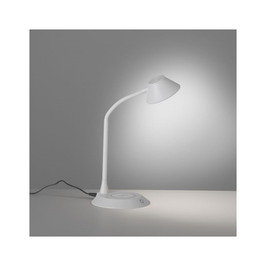 JUST LIGHT. 14414-16 - Ρυθμιζόμενη ευέλικτη επιτραπέζια λάμπα LED με αφής έλεγχο και ασύρματη φόρτιση PUCKI LED/4,5W/230V λευκή