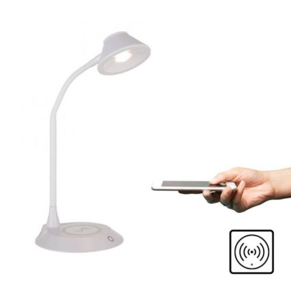 JUST LIGHT. 14414-16 - Ρυθμιζόμενη ευέλικτη επιτραπέζια λάμπα LED με αφής έλεγχο και ασύρματη φόρτιση PUCKI LED/4,5W/230V λευκή