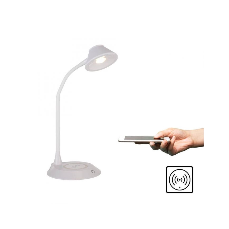 JUST LIGHT. 14414-16 - Ρυθμιζόμενη ευέλικτη επιτραπέζια λάμπα LED με αφής έλεγχο και ασύρματη φόρτιση PUCKI LED/4,5W/230V λευκή