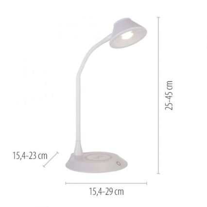 JUST LIGHT. 14414-16 - Ρυθμιζόμενη ευέλικτη επιτραπέζια λάμπα LED με αφής έλεγχο και ασύρματη φόρτιση PUCKI LED/4,5W/230V λευκή