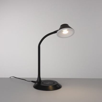 JUST LIGHT. 14414-18 - LED Ρυθμιζόμενο ευέλικτο επιτραπέζιο φωτιστικό με ασύρματη φόρτιση PUCKI LED/4,5W/230V μαύρο