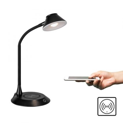 JUST LIGHT. 14414-18 - LED Ρυθμιζόμενο ευέλικτο επιτραπέζιο φωτιστικό με ασύρματη φόρτιση PUCKI LED/4,5W/230V μαύρο