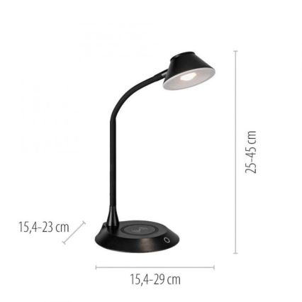 JUST LIGHT. 14414-18 - LED Ρυθμιζόμενο ευέλικτο επιτραπέζιο φωτιστικό με ασύρματη φόρτιση PUCKI LED/4,5W/230V μαύρο