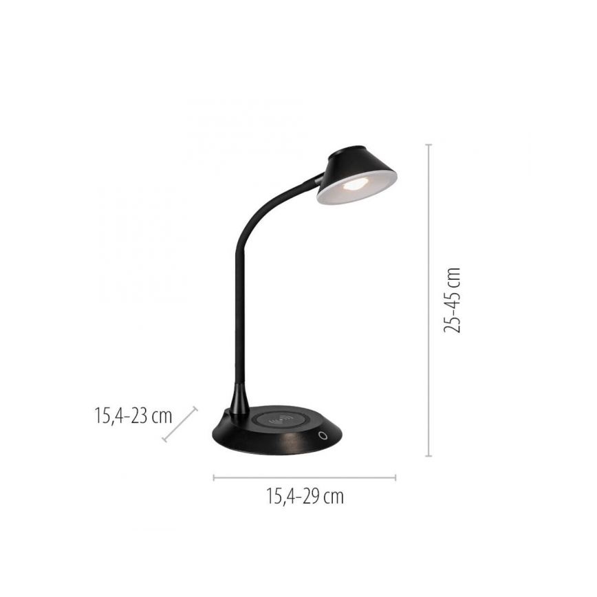 JUST LIGHT. 14414-18 - LED Ρυθμιζόμενο ευέλικτο επιτραπέζιο φωτιστικό με ασύρματη φόρτιση PUCKI LED/4,5W/230V μαύρο