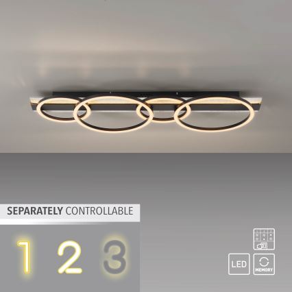 JUST LIGHT. 14426-21 - LED φωτιστικό οροφής CICHIO LED/37W/230V + LED/9,5W 30x86 cm μαύρο