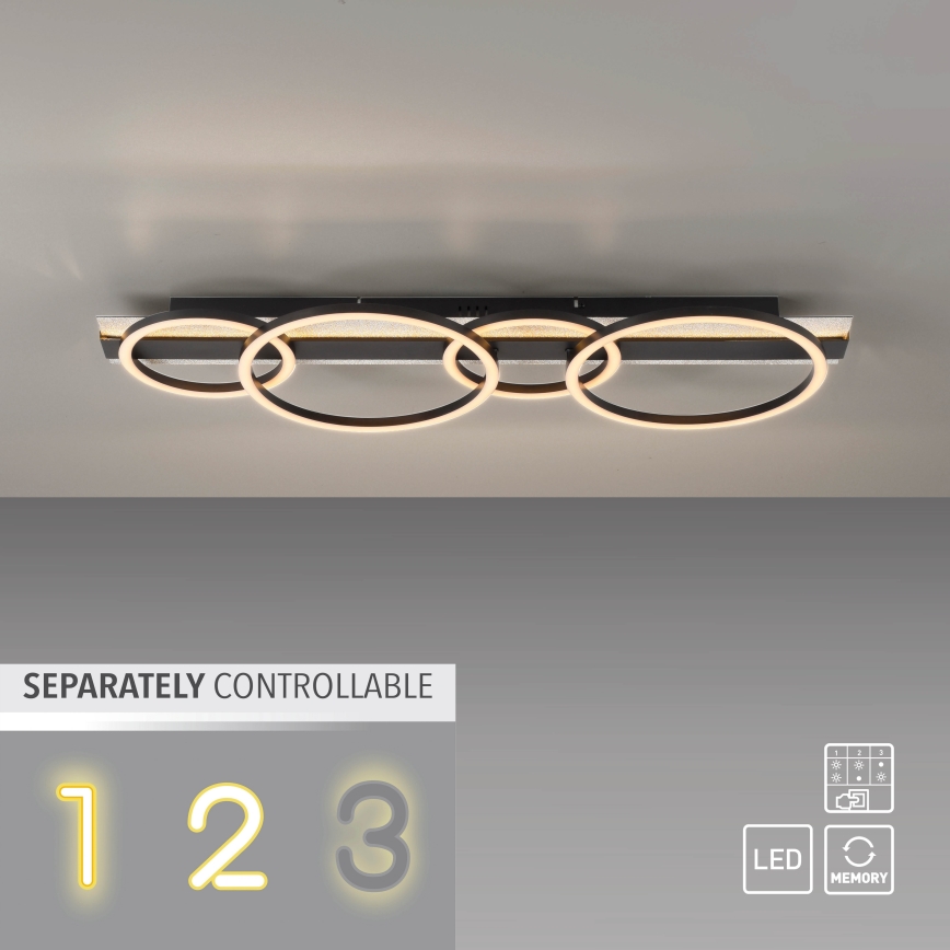 JUST LIGHT. 14426-21 - LED φωτιστικό οροφής CICHIO LED/37W/230V + LED/9,5W 30x86 cm μαύρο
