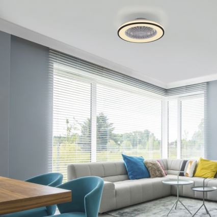JUST LIGHT. 14447-18 - LED RGBW Dimmable ανεμιστήρας οροφής με ένα φωστικό LENO LED/44W/230V 3000-6500K διάμετρος 48,6 cm λευκό + τηλεχειριστήριο