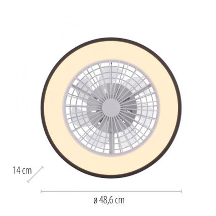 JUST LIGHT. 14447-18 - LED RGBW Dimmable ανεμιστήρας οροφής με ένα φωστικό LENO LED/44W/230V 3000-6500K διάμετρος 48,6 cm λευκό + τηλεχειριστήριο