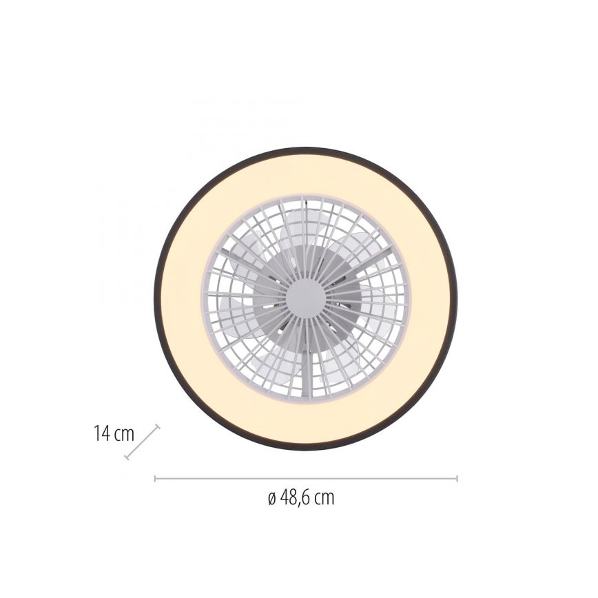 JUST LIGHT. 14447-18 - LED RGBW Dimmable ανεμιστήρας οροφής με ένα φωστικό LENO LED/44W/230V 3000-6500K διάμετρος 48,6 cm λευκό + τηλεχειριστήριο