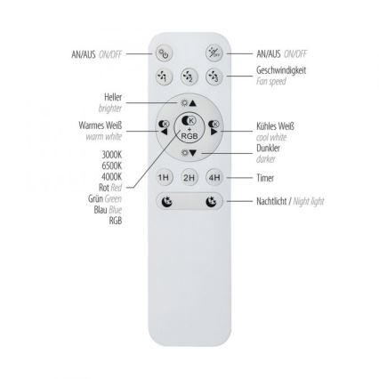 JUST LIGHT. 14447-18 - LED RGBW Ρυθμιζόμενος ανεμιστήρας οροφής με φωτισμό LENO LED/44W/2300V 3000-6500K Ø 48,6 cm λευκό + τηλεχειριστήριο