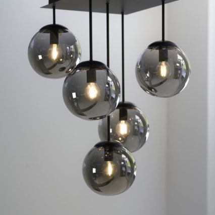 JUST LIGHT. 14602-18 - Κρεμαστό φωτιστικό WIDOW 5xE14/25W/230V μαύρο