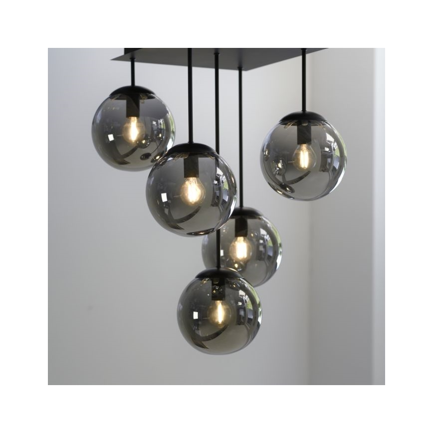 JUST LIGHT. 14602-18 - Κρεμαστό φωτιστικό WIDOW 5xE14/25W/230V μαύρο