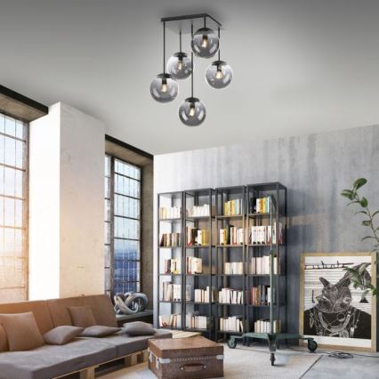 JUST LIGHT. 14602-18 - Κρεμαστό φωτιστικό WIDOW 5xE14/25W/230V μαύρο