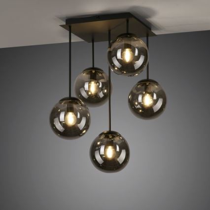 JUST LIGHT. 14602-18 - Κρεμαστό φωτιστικό WIDOW 5xE14/25W/230V μαύρο