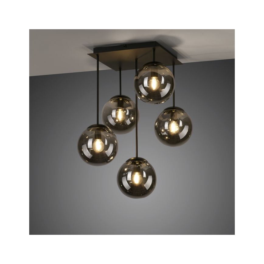 JUST LIGHT. 14602-18 - Κρεμαστό φωτιστικό WIDOW 5xE14/25W/230V μαύρο