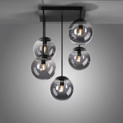 JUST LIGHT. 14602-18 - Κρεμαστό φωτιστικό WIDOW 5xE14/25W/230V μαύρο