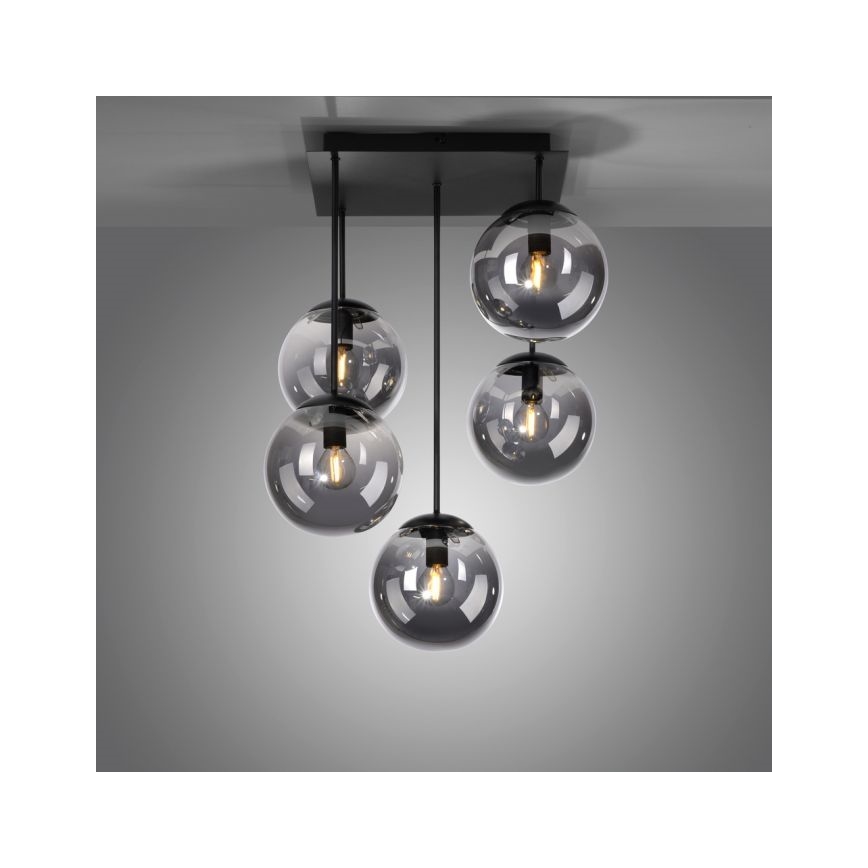 JUST LIGHT. 14602-18 - Κρεμαστό φωτιστικό WIDOW 5xE14/25W/230V μαύρο