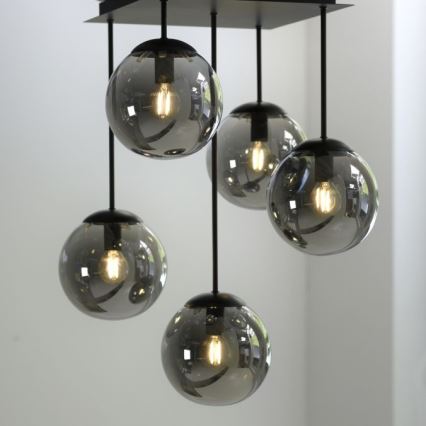 JUST LIGHT. 14602-18 - Κρεμαστό φωτιστικό WIDOW 5xE14/25W/230V μαύρο