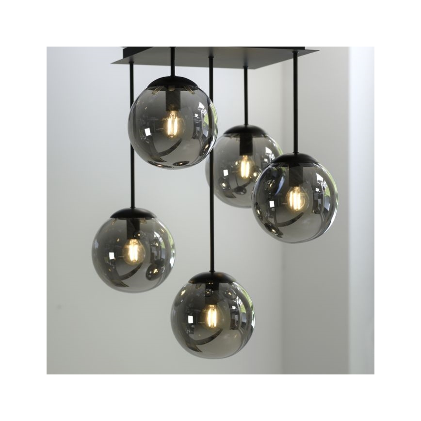 JUST LIGHT. 14602-18 - Κρεμαστό φωτιστικό WIDOW 5xE14/25W/230V μαύρο