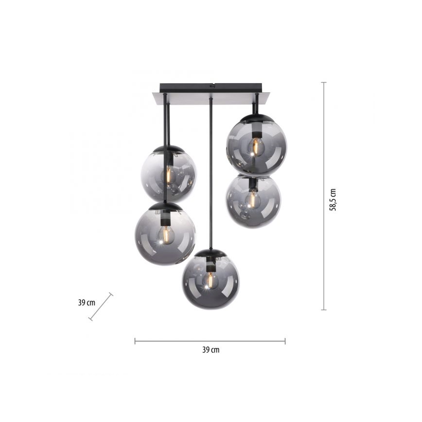 JUST LIGHT. 14602-18 - Κρεμαστό φωτιστικό WIDOW 5xE14/25W/230V μαύρο