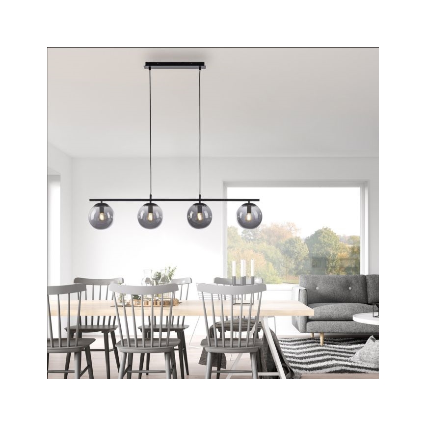 JUST LIGHT. 14604-18 - Κρεμαστό φωτιστικό οροφής WIDOW 4xE14/25W/230V μαύρο