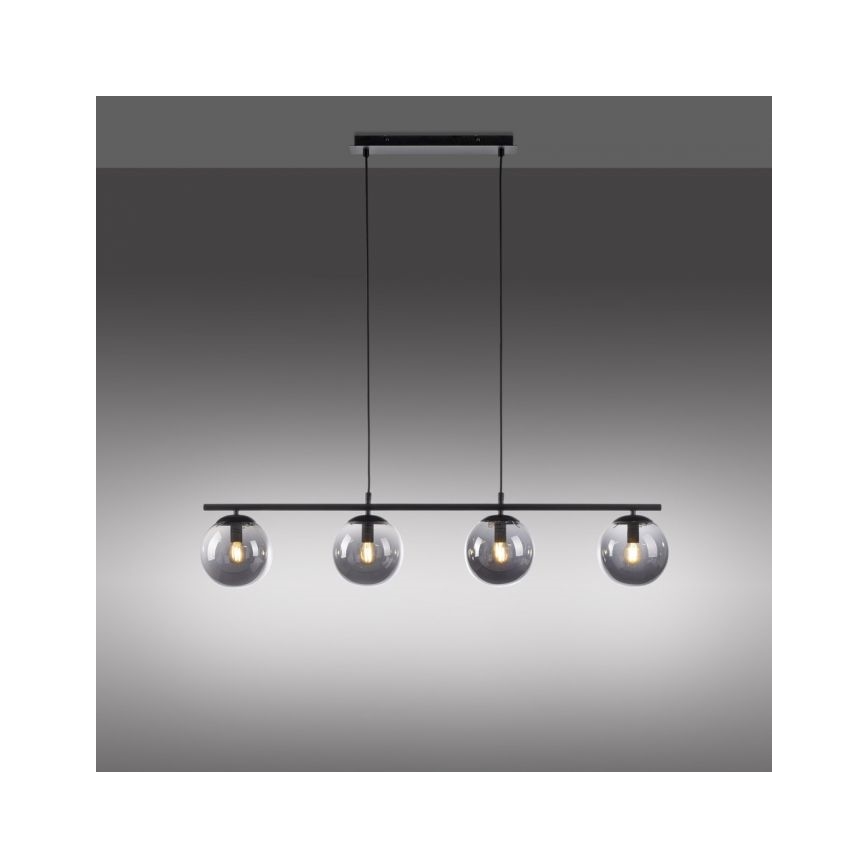 JUST LIGHT. 14604-18 - Κρεμαστό φωτιστικό οροφής WIDOW 4xE14/25W/230V μαύρο