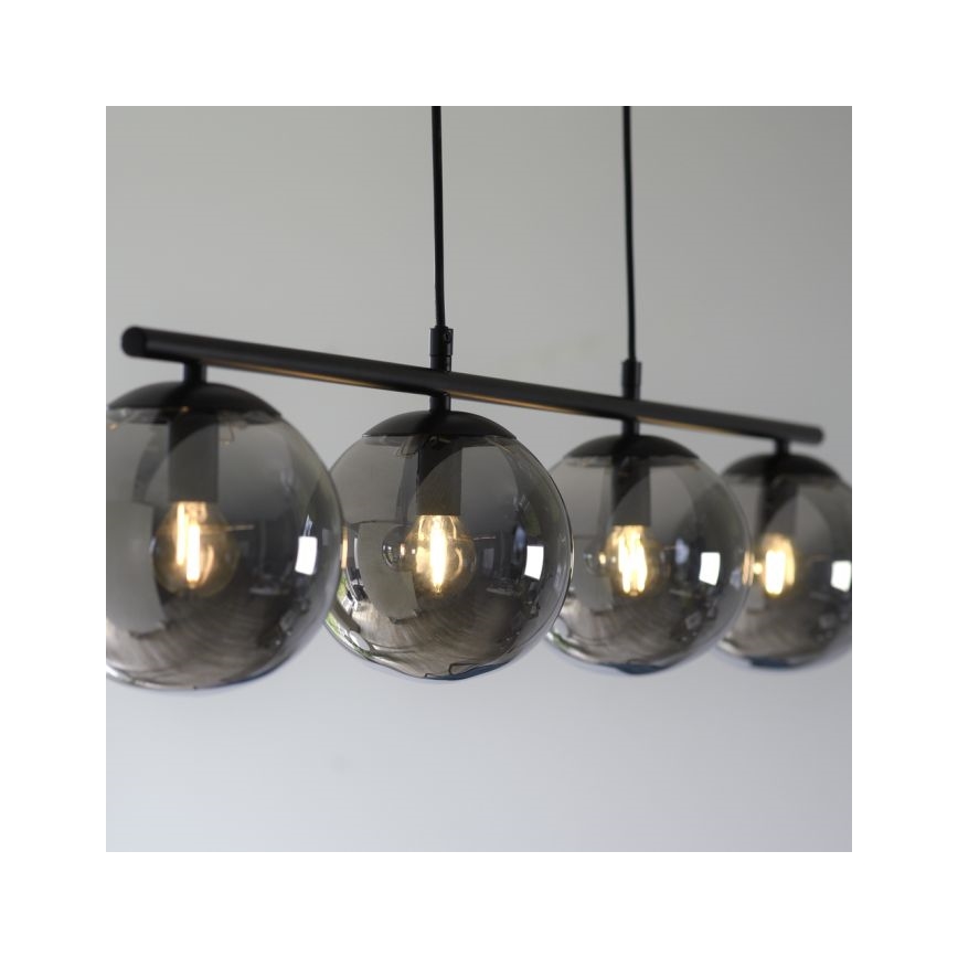 JUST LIGHT. 14604-18 - Κρεμαστό φωτιστικό οροφής WIDOW 4xE14/25W/230V μαύρο