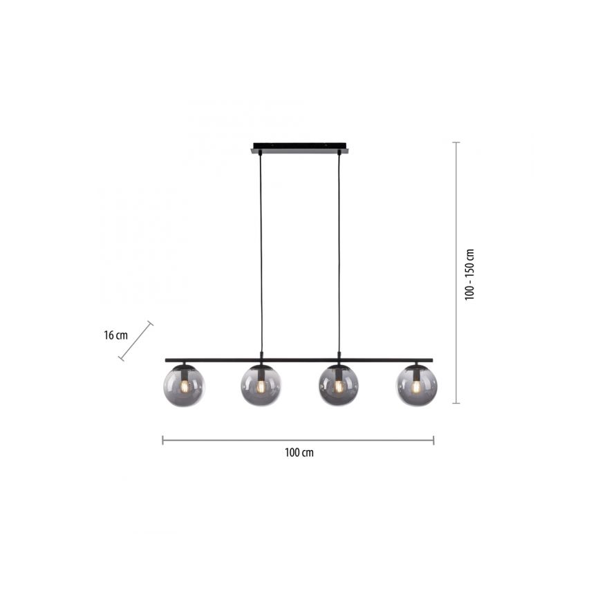 JUST LIGHT. 14604-18 - Κρεμαστό φωτιστικό οροφής WIDOW 4xE14/25W/230V μαύρο
