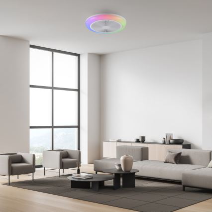 JUST LIGHT. 14623-16 - LED RGBW Ρυθμιζόμενος ανεμιστήρας οροφής με φως BRENDA LED/22W/230V 3000-6000K Ø 46 cm λευκό + τηλεχειριστήριο
