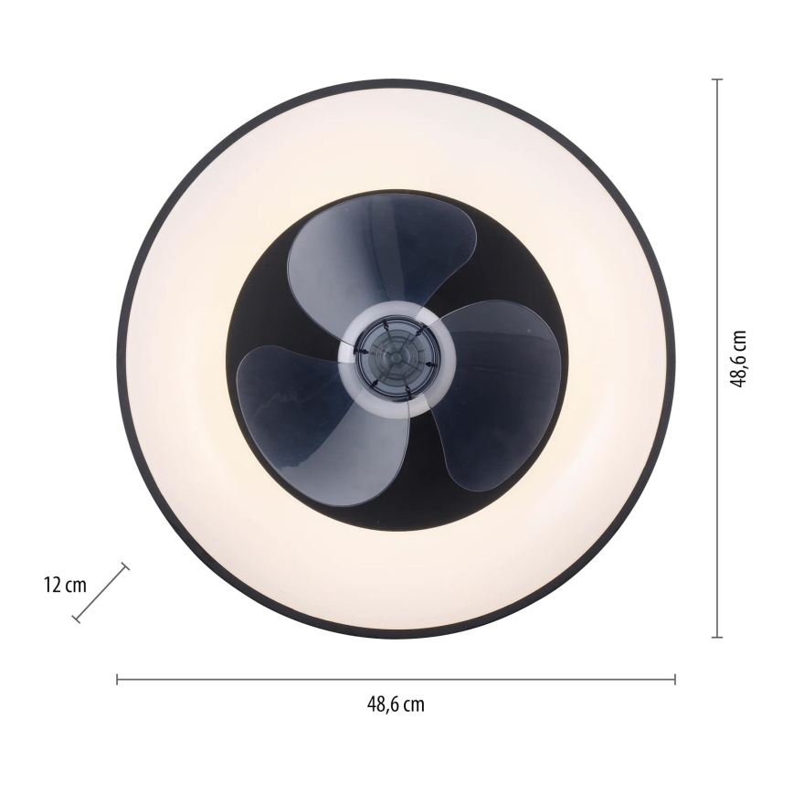 JUST LIGHT. 14644-18 - LED Φωτιστικό οροφής dimmable με ανεμιστήρα VENIKA LED/36W/230V διάμετρος 48,6 cm 2700-5000K + τηλεχειριστήριο