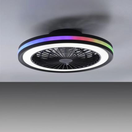 JUST LIGHT. 14649-18 - LED RGBW Dimmable ανεμιστήρας οροφής με ένα φωστικό BRANDON LED/36W/230V 2700-5000K διάμετρος 46,5 cm μαύρο + τηλεχειριστήριο