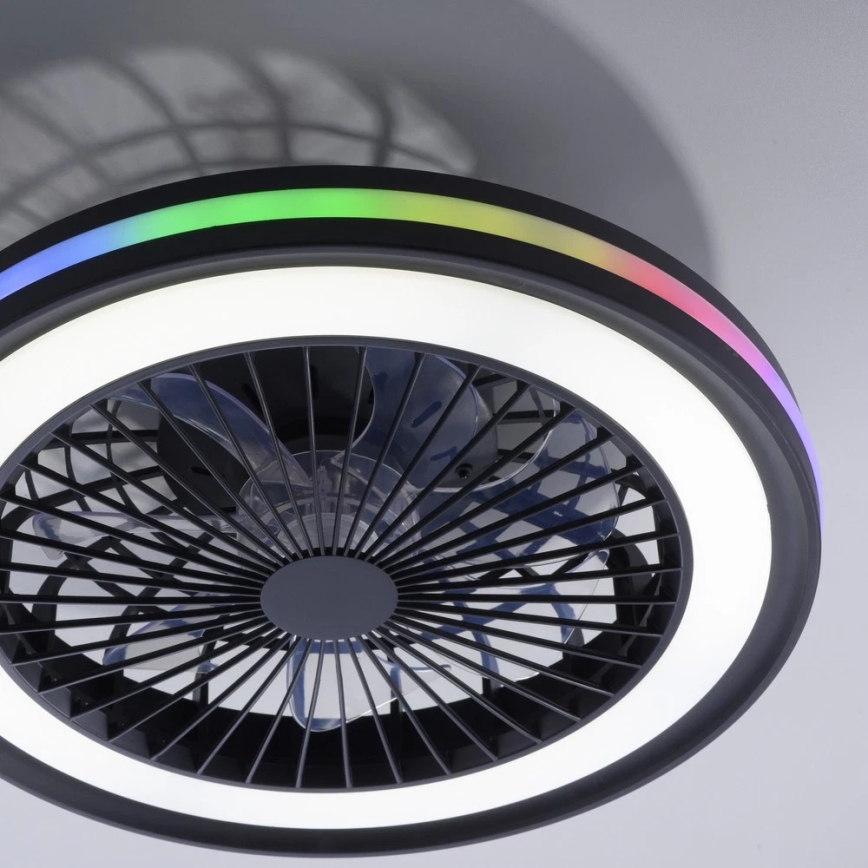 JUST LIGHT. 14649-18 - LED RGBW Dimmable ανεμιστήρας οροφής με ένα φωστικό BRANDON LED/36W/230V 2700-5000K διάμετρος 46,5 cm μαύρο + τηλεχειριστήριο