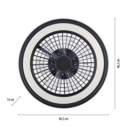 JUST LIGHT. 14649-18 - LED RGBW Dimmable ανεμιστήρας οροφής με ένα φωστικό BRANDON LED/36W/230V 2700-5000K διάμετρος 46,5 cm μαύρο + τηλεχειριστήριο