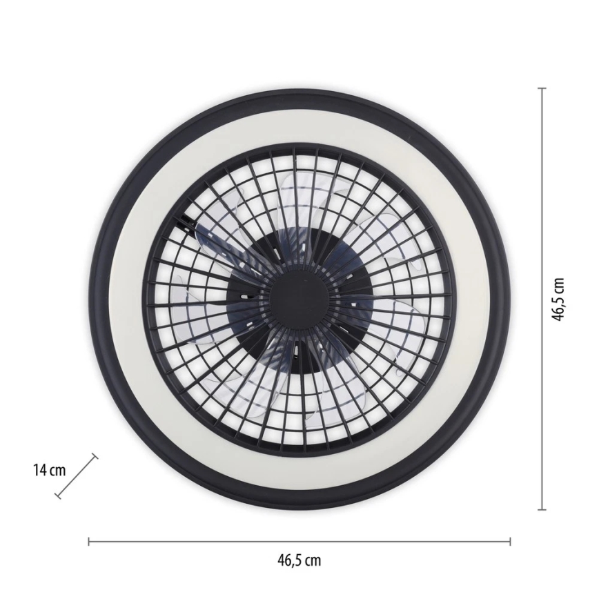JUST LIGHT. 14649-18 - LED RGBW Dimmable ανεμιστήρας οροφής με ένα φωστικό BRANDON LED/36W/230V 2700-5000K διάμετρος 46,5 cm μαύρο + τηλεχειριστήριο