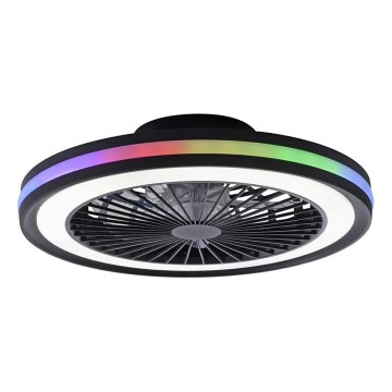 JUST LIGHT. 14649-18 - LED RGBW Dimmable ανεμιστήρας οροφής με ένα φωστικό BRANDON LED/36W/230V 2700-5000K διάμετρος 46,5 cm μαύρο + τηλεχειριστήριο