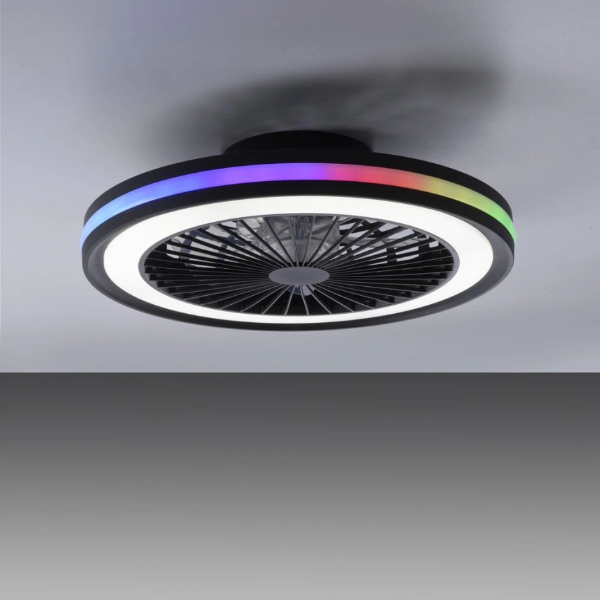 JUST LIGHT. 14649-18 - Ρυθμιζόμενος οροφής ανεμιστήρας με φως LED RGBW BRANDON LED/36W/230V 2700-5000K διάμετρος 46,5 εκ. μαύρο + τηλεχειριστήριο