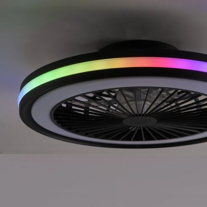 JUST LIGHT. 14649-18 - Ρυθμιζόμενος οροφής ανεμιστήρας με φως LED RGBW BRANDON LED/36W/230V 2700-5000K διάμετρος 46,5 εκ. μαύρο + τηλεχειριστήριο