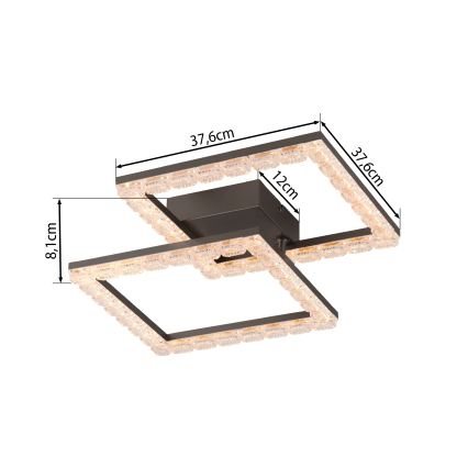 JUST LIGHT. 14732-18 - Φωτιστικό οροφής LED GLITRA LED/17,5W/230V 37,6x37,6 cm μαύρο