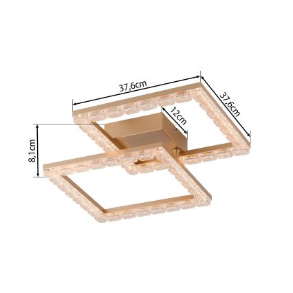 JUST LIGHT. 14732-60 - LED φωτιστικό οροφής GLITRA LED/17,5W/230V 37,6x37,6 cm χρυσό